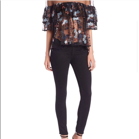 Korus embroidered ruffle mesh top - Picture 2 of 5